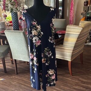 NWT Floral V-Neck Dress - Navy